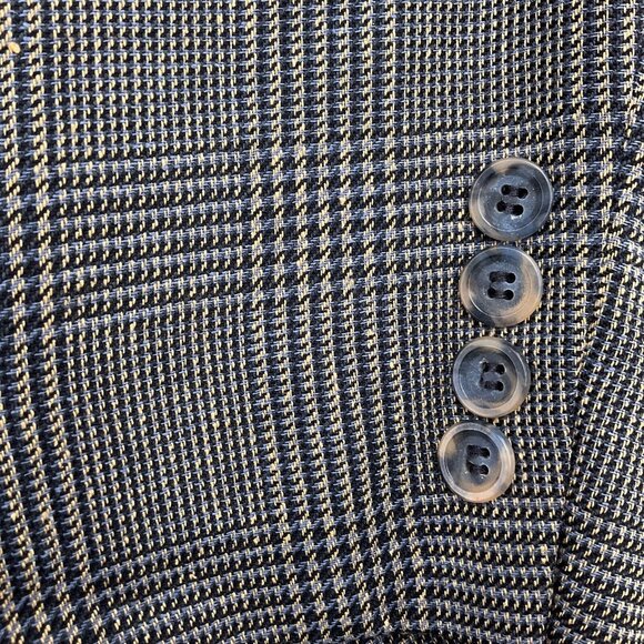 Hart Schaffner Marx Blazer Men 42R Blue Prince Edward Plaid Classic Jacket VTG - Picture 4 of 14